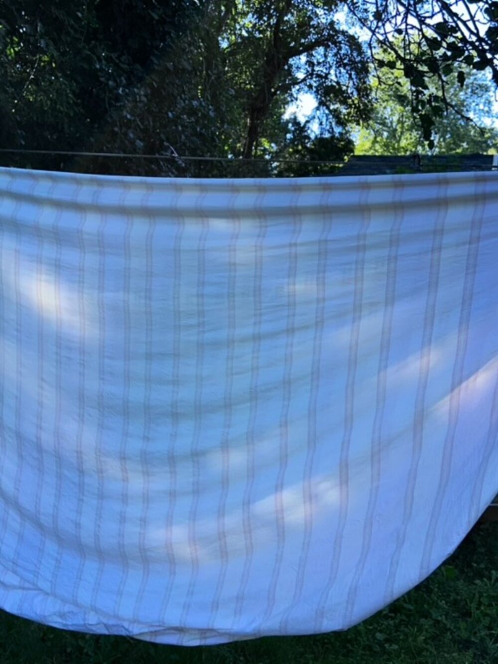 Shabby Chic Rachel Aswell KING pink yellow awning stripe fitted sheet